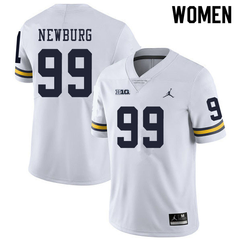 Women #99 Gabe Newburg Michigan Wolverines College Football Jerseys Sale-White